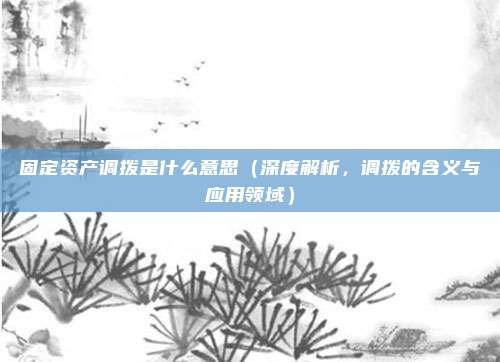 固定资产调拨是什么意思（深度解析，调拨的含义与应用领域）