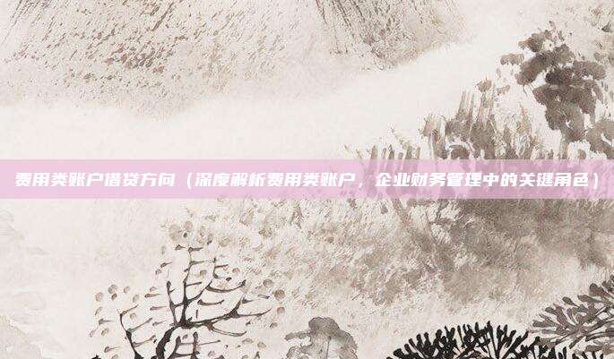 费用类账户借贷方向(深度解析费用类账户,企业财务管理中的关键角色)