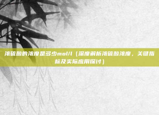 浓硫酸的浓度是多少mol/l(深度解析浓硫酸浓度,关键指标及实际应用探讨)