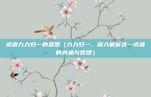 成语九九归一的意思(九九归一,深入解析这一成语的内涵与哲理)