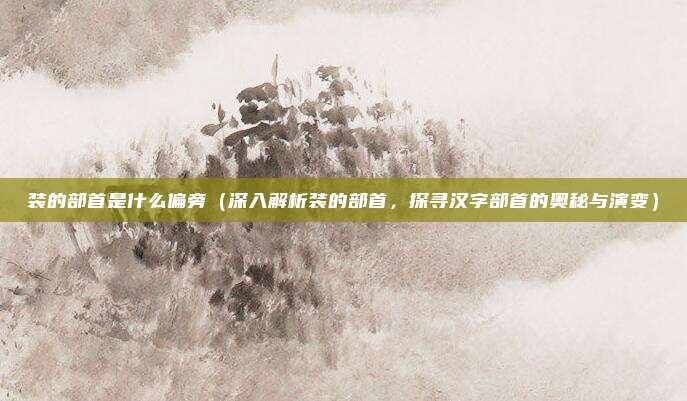 装的部首是什么偏旁(深入解析装的部首,探寻汉字部首的奥秘与演变)