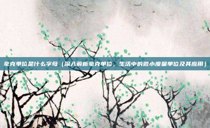 毫克单位是什么字母(深入解析毫克单位,生活中的微小度量单位及其应用)