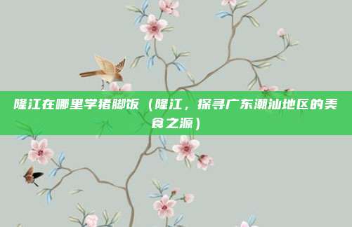 隆江在哪里学猪脚饭(隆江,探寻广东潮汕地区的美食之源)