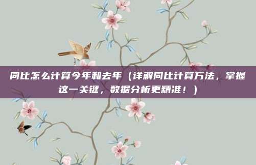 同比怎么计算今年和去年(详解同比计算方法,掌握这一关键,数据分析更精准!)