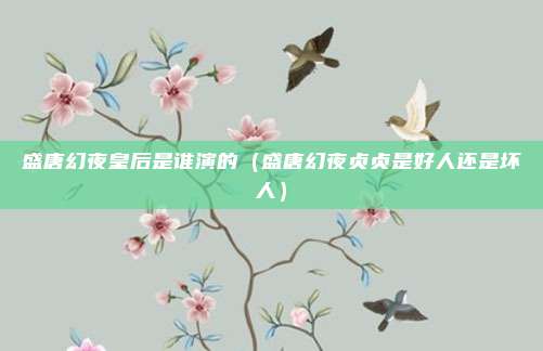 盛唐幻夜皇后是谁演的(盛唐幻夜贞贞是好人还是坏人)