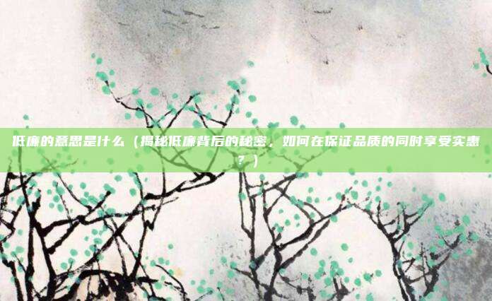 低廉的意思是什么(揭秘低廉背后的秘密,如何在保证品质的同时享受实惠?)