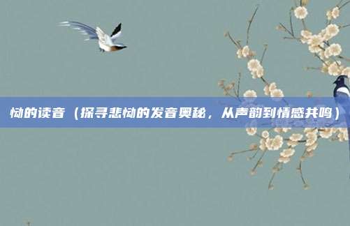 恸的读音(探寻悲恸的发音奥秘,从声韵到情感共鸣)