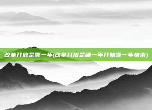 改革开放是哪一年(改革开放是哪一年开始哪一年结束)