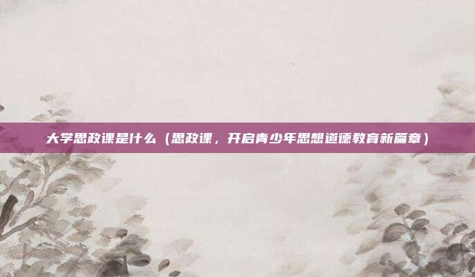 大学思政课是什么(思政课,开启青少年思想道德教育新篇章)