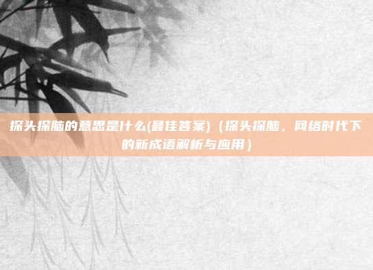 探头探脑的意思是什么(最佳答案)(探头探脑,网络时代下的新成语解析与应用)
