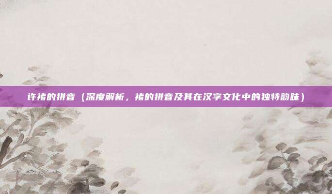 许褚的拼音(深度解析,褚的拼音及其在汉字文化中的独特韵味)
