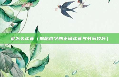 难怎么读音(揭秘难字的正确读音与书写技巧)