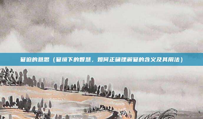 窘迫的意思(窘境下的智慧,如何正确理解窘的含义及其用法)