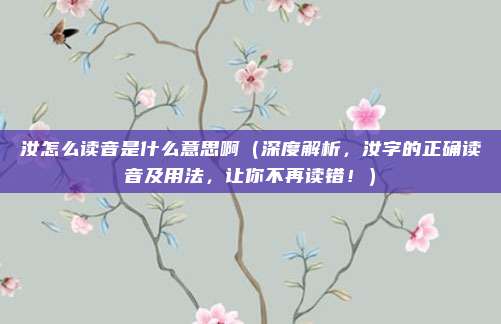 汝怎么读音是什么意思啊（深度解析，汝字的正确读音及用法，让你不再读错！）