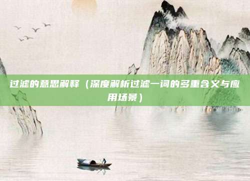 过滤的意思解释(深度解析过滤一词的多重含义与应用场景)