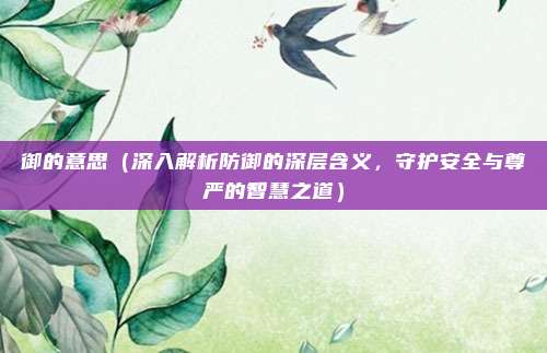 御的意思(深入解析防御的深层含义,守护安全与尊严的智慧之道)