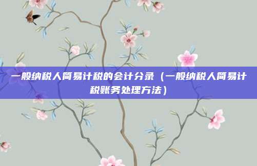 一般纳税人简易计税的会计分录（一般纳税人简易计税账务处理方法）