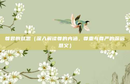 尊君的意思(深入解读尊的内涵,尊重与尊严的深远意义)