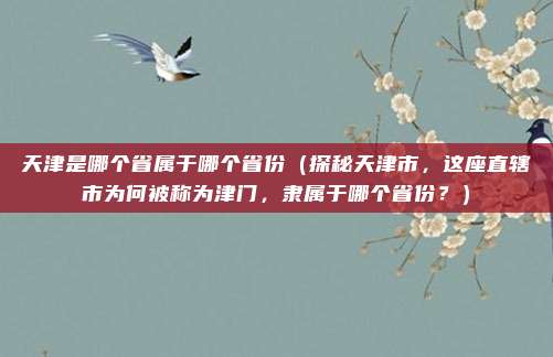 天津是哪个省属于哪个省份(探秘天津市,这座直辖市为何被称为津门,隶属于哪个省份?)