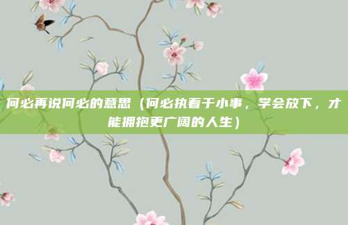 何必再说何必的意思(何必执着于小事,学会放下,才能拥抱更广阔的人生)