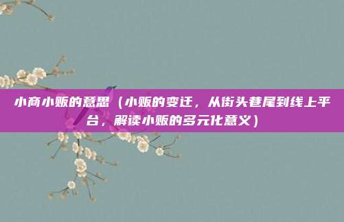 小商小贩的意思(小贩的变迁,从街头巷尾到线上平台,解读小贩的多元化意义)