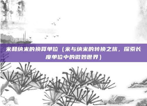 米和纳米的换算单位(米与纳米的转换之旅,探索长度单位中的微妙世界)