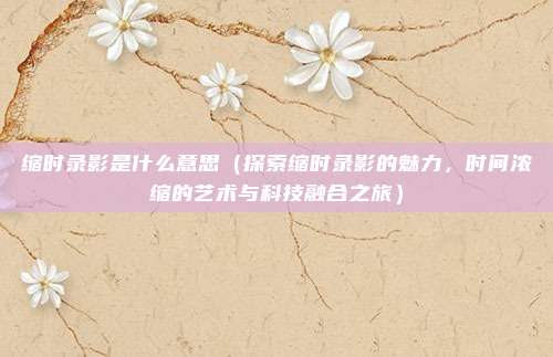 缩时录影是什么意思(探索缩时录影的魅力,时间浓缩的艺术与科技融合之旅)
