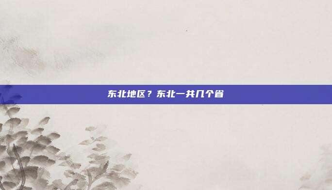东北地区？东北一共几个省