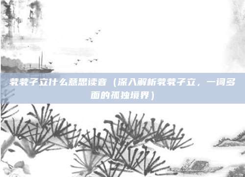 茕茕孑立什么意思读音(深入解析茕茕孑立,一词多面的孤独境界)