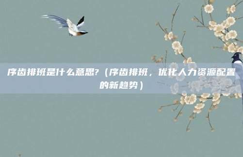 序齿排班是什么意思?(序齿排班,优化人力资源配置的新趋势)