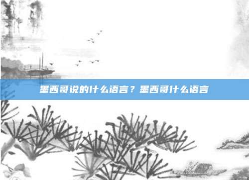 墨西哥说的什么语言?墨西哥什么语言