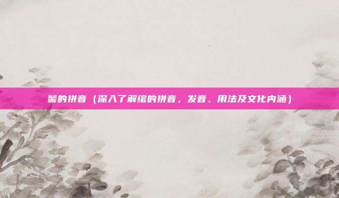 髻的拼音(深入了解绾的拼音,发音、用法及文化内涵)