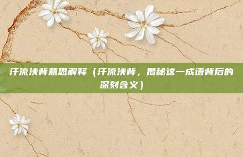 汗流浃背意思解释(汗流浃背,揭秘这一成语背后的深刻含义)