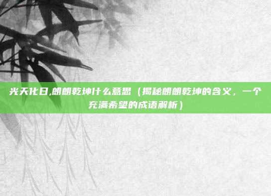 光天化日,朗朗乾坤什么意思（揭秘朗朗乾坤的含义，一个充满希望的成语解析）