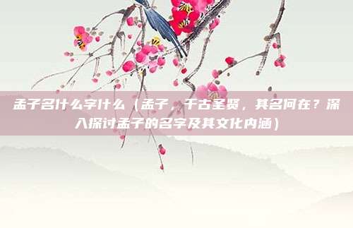 孟子名什么字什么(孟子,千古圣贤,其名何在?深入探讨孟子的名字及其文化内涵)