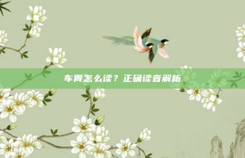 车胄怎么读?正确读音解析