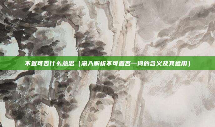 不置可否什么意思(深入解析不可置否一词的含义及其运用)