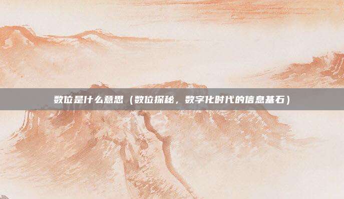 数位是什么意思(数位探秘,数字化时代的信息基石)