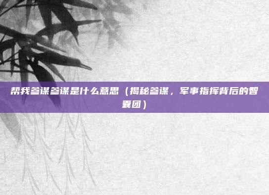帮我参谋参谋是什么意思(揭秘参谋,军事指挥背后的智囊团)
