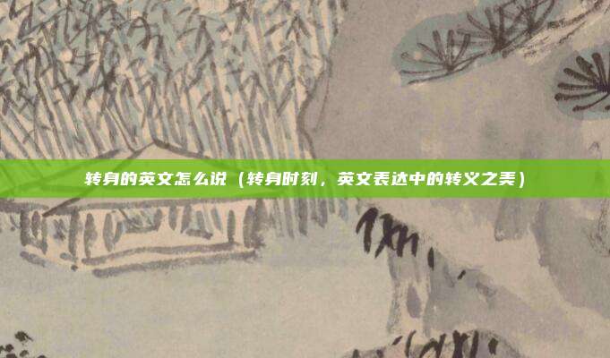 转身的英文怎么说(转身时刻,英文表达中的转义之美)