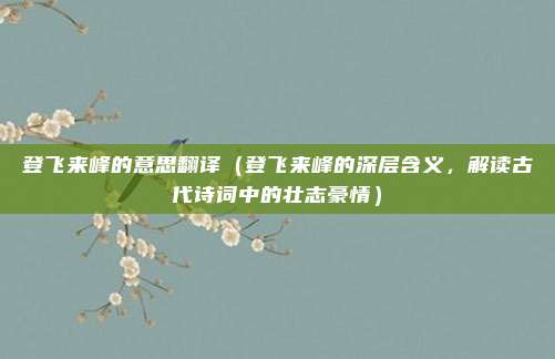 登飞来峰的意思翻译(登飞来峰的深层含义,解读古代诗词中的壮志豪情)