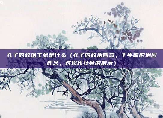 孔子的政治主张是什么(孔子的政治智慧,千年前的治国理念,对现代社会的启示)