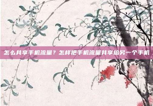 怎么共享手机流量?怎样把手机流量共享给另一个手机