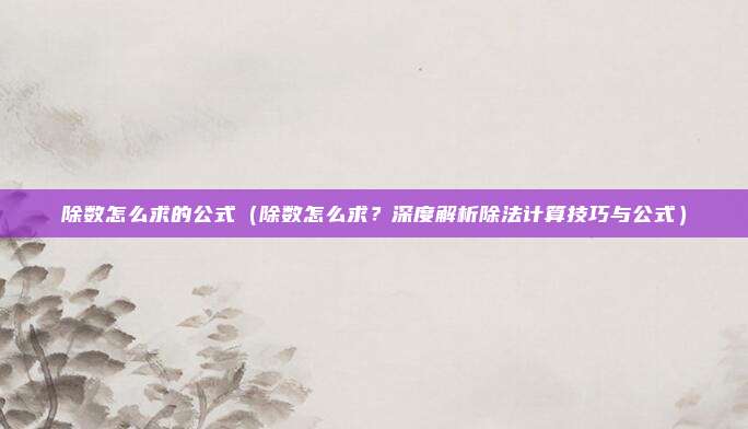 除数怎么求的公式(除数怎么求?深度解析除法计算技巧与公式)