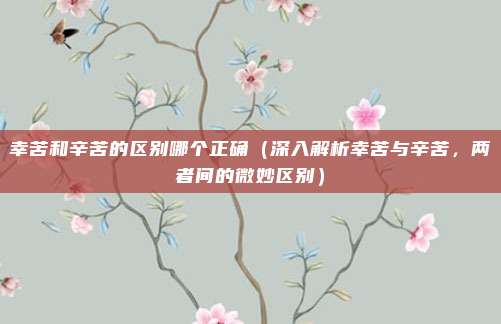 幸苦和辛苦的区别哪个正确(深入解析幸苦与辛苦,两者间的微妙区别)