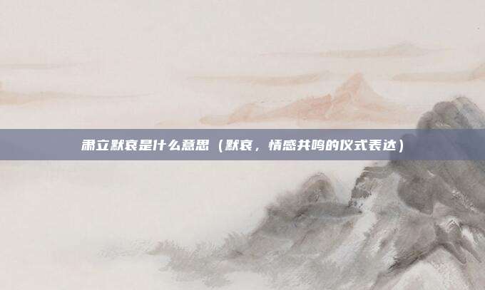 肃立默哀是什么意思(默哀,情感共鸣的仪式表达)