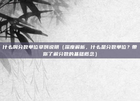 什么叫分数单位举例说明(深度解析,什么是分数单位?带你了解分数的基础概念)