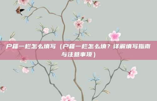 户籍一栏怎么填写(户籍一栏怎么填?详解填写指南与注意事项)