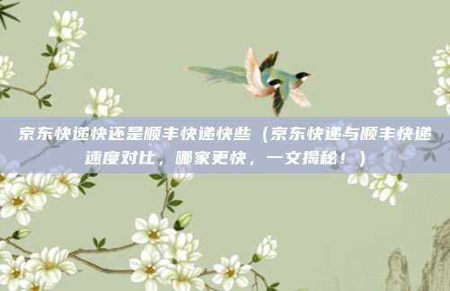 京东快递快还是顺丰快递快些(京东快递与顺丰快递速度对比,哪家更快,一文揭秘!)