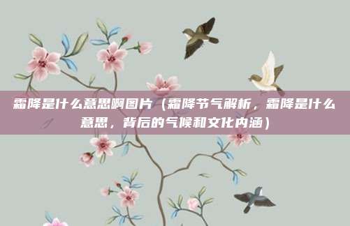 霜降是什么意思啊图片(霜降节气解析,霜降是什么意思,背后的气候和文化内涵)